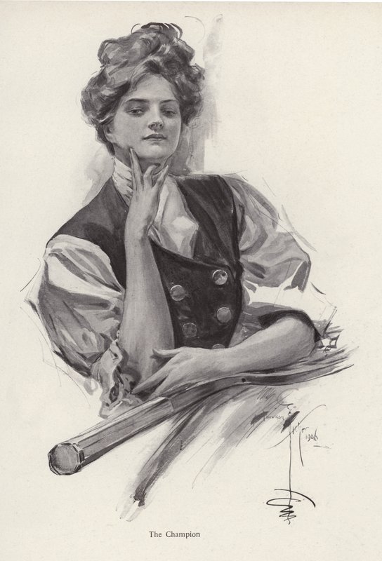 Ung kvinne, tennismester (litho) av Harrison Fisher
