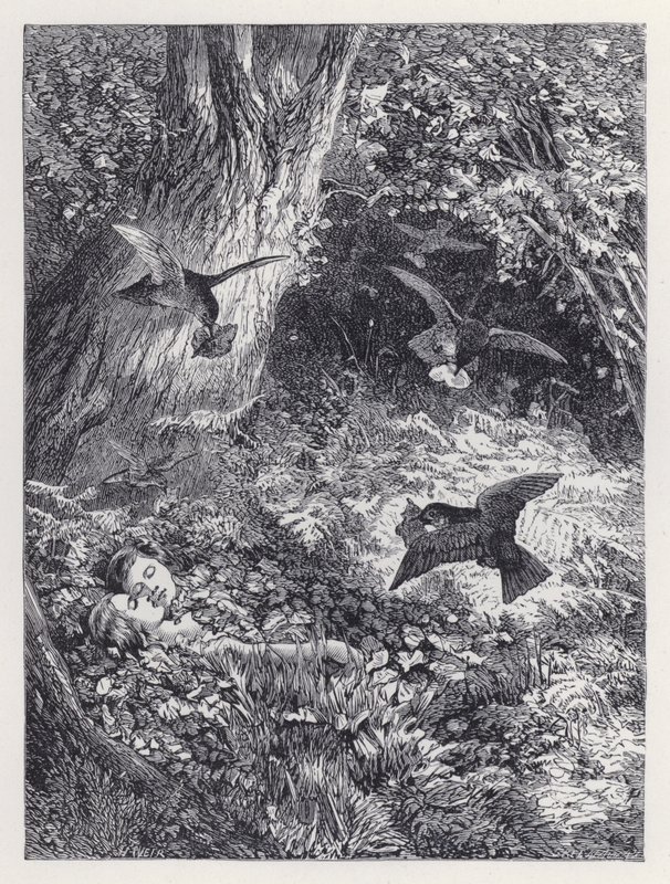 Barna i skogen (gravering) av Harrison William Weir