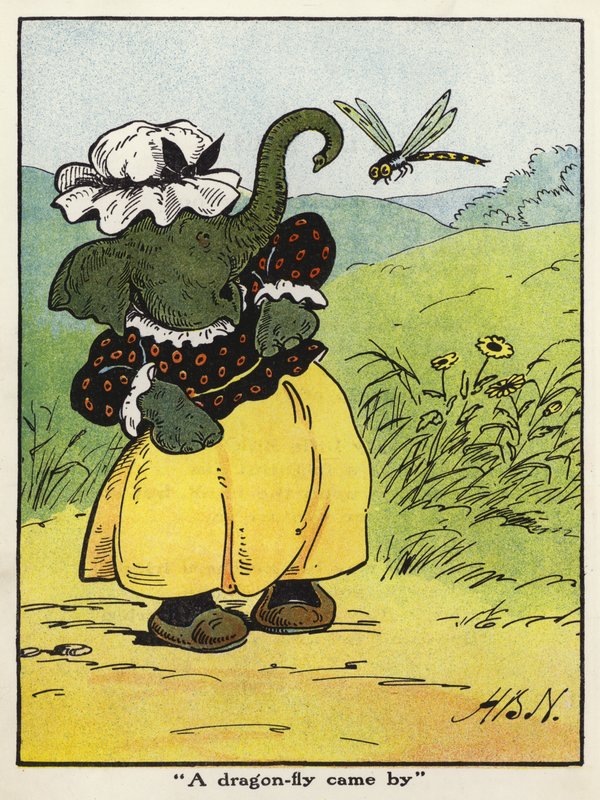 "En øyenstikker kom forbi" (farge litho) av Harry B Neilson