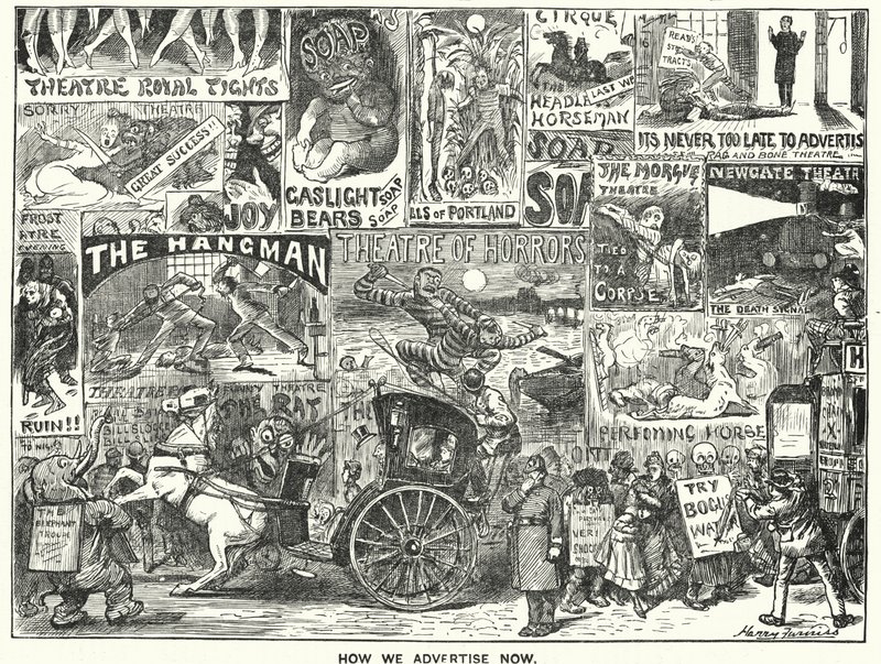 Punch tegneserie: How We Advertise Now (gravering) av Harry Furniss