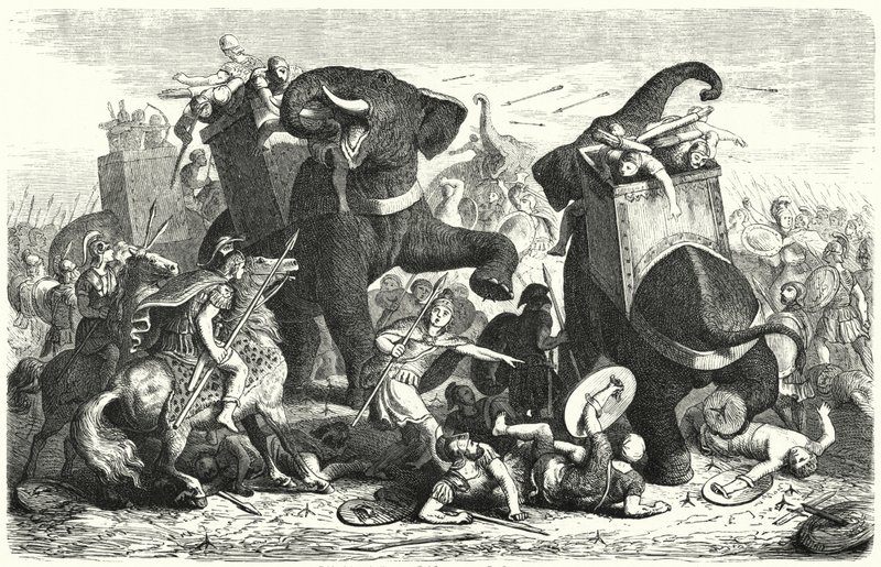 Slaget ved Gaza, 312 f.Kr. (gravering) av Heinrich Leutemann