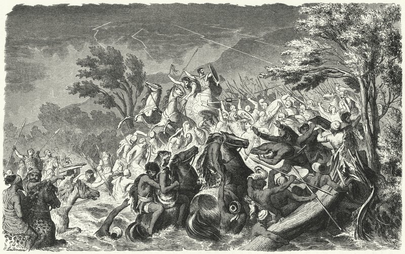 Slaget ved Crimissus, 339 f.Kr. (gravering) av Heinrich Leutemann