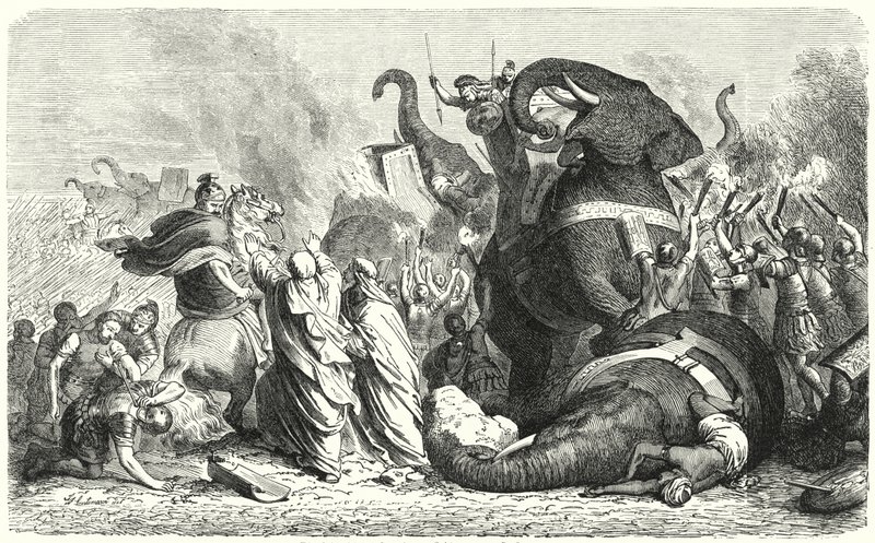 Slaget ved Asculum, 279 f.Kr. (gravering) av Heinrich Leutemann