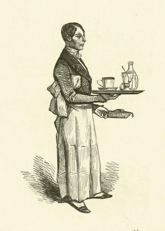 Kaffehusets servitør (gravering) av Henri Bonaventure (after) Monnier