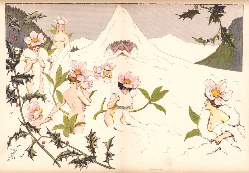 Juleroser (farge litho) av Henri Gerbault