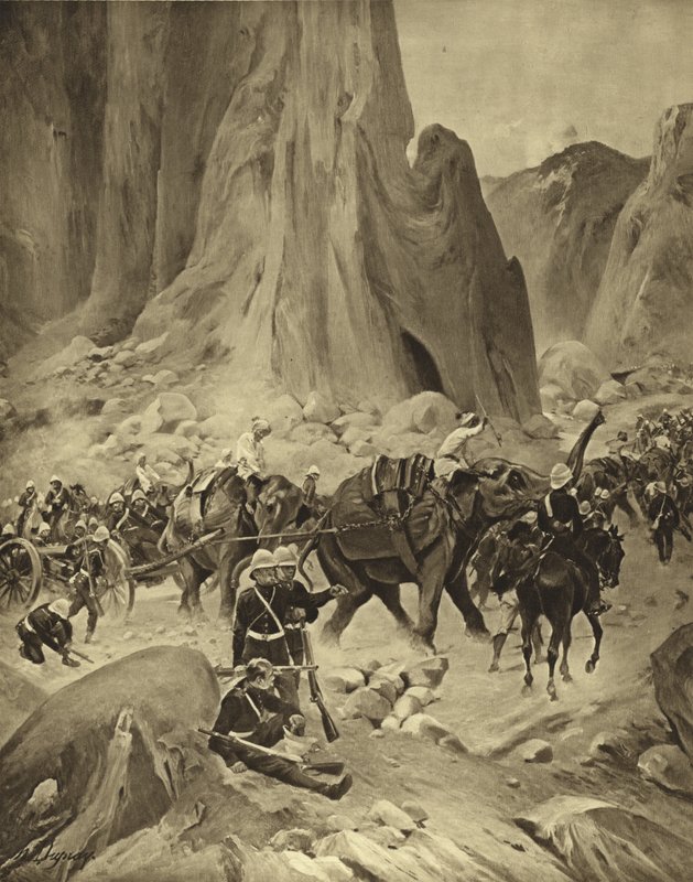 Den abyssiniske krigen, 1868 (gravyr) av Henri Louis Dupray