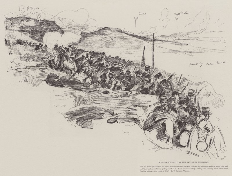 En gresk rifle-grop i slaget ved Velestino av Henry Charles Seppings Wright