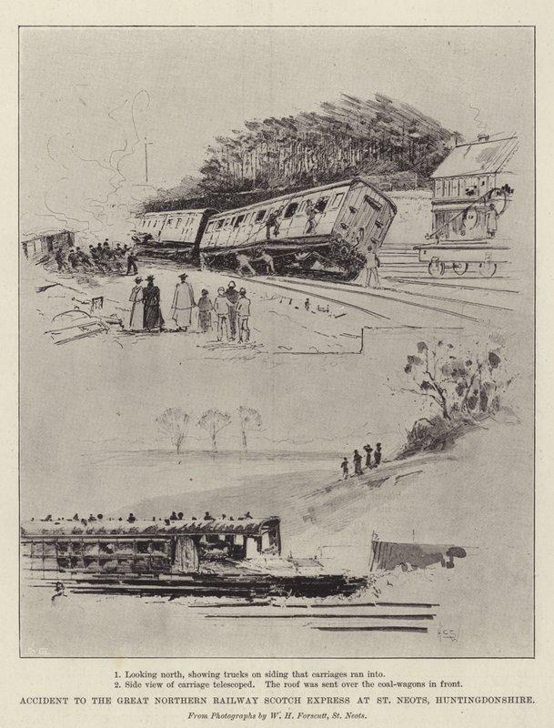Ulykke med Great Northern Railway Scotch Express ved St Neots, Huntingdonshire av Henry Charles Seppings Wright