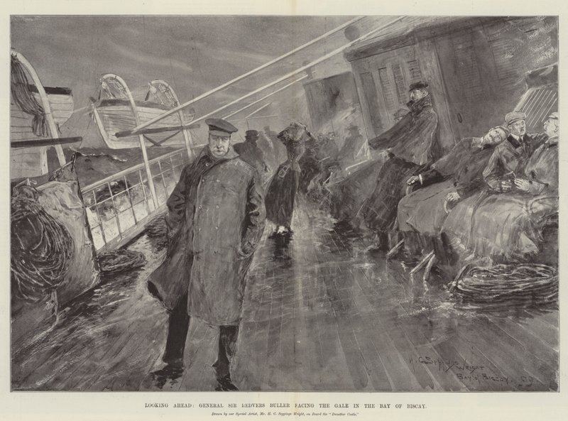 Ser fremover, general Sir Redvers Buller vendt mot kulingen i Biscayabukta av Henry Charles Seppings Wright
