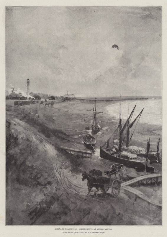 Militær ballongflyging, eksperimenter på Shoeburyness av Henry Charles Seppings Wright