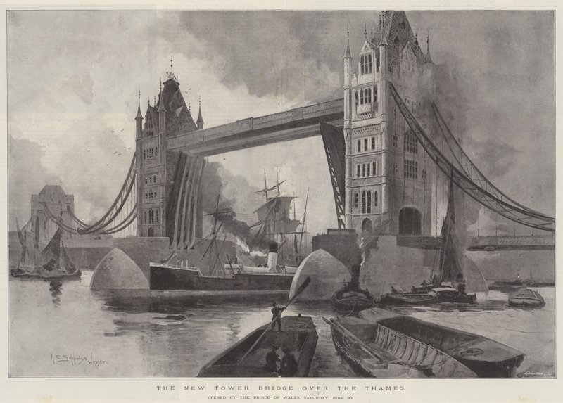 The New Tower Bridge over Themsen, åpnet av Prince of Wales, lørdag 30. juni av Henry Charles Seppings Wright