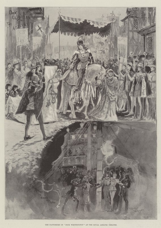 Pantomimen til Dick Whittington på Royal Adelphi Theatre av Henry Charles Seppings Wright
