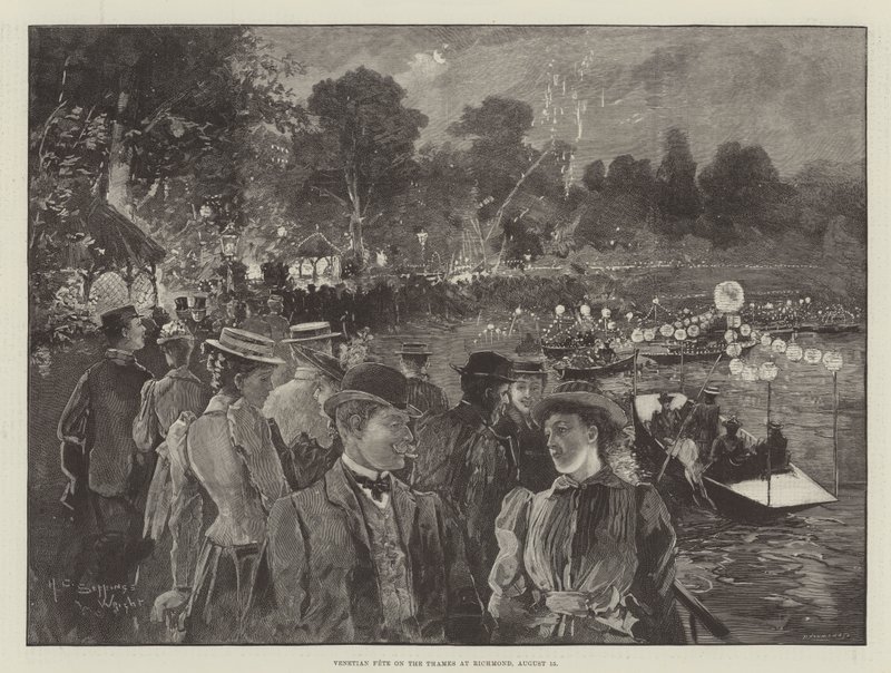 Venetiansk fest på Themsen i Richmond, 15. august av Henry Charles Seppings Wright