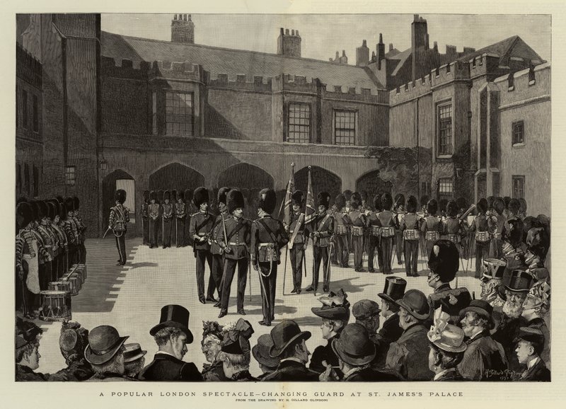 Et populært London-skue, skiftende vakt ved St James's Palace av Henry Gillard Glindoni
