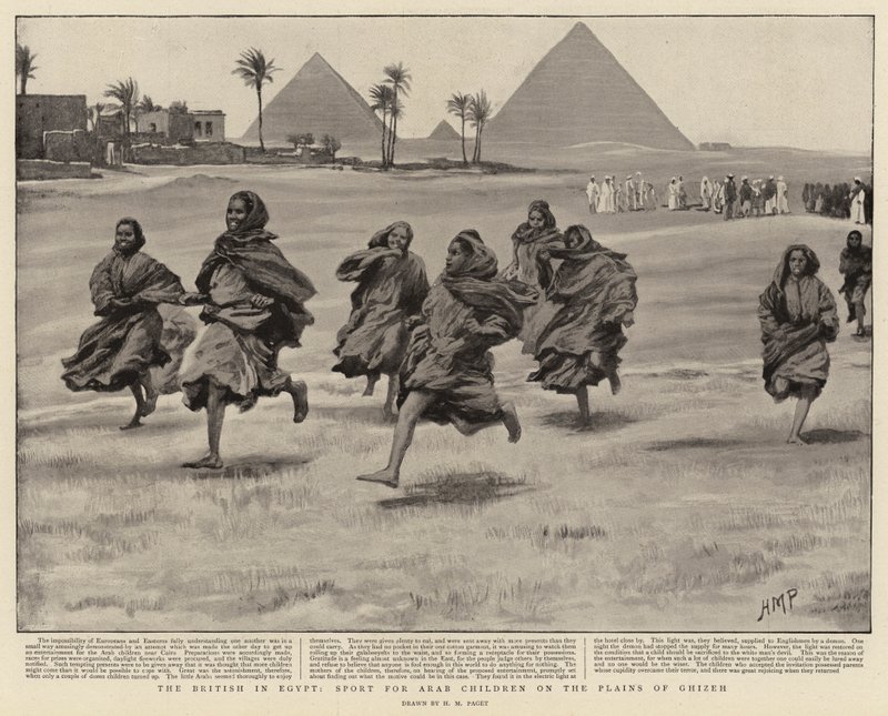 Britene i Egypt, Sport for Arab Children on the Plains of Ghizen av Henry Marriott Paget