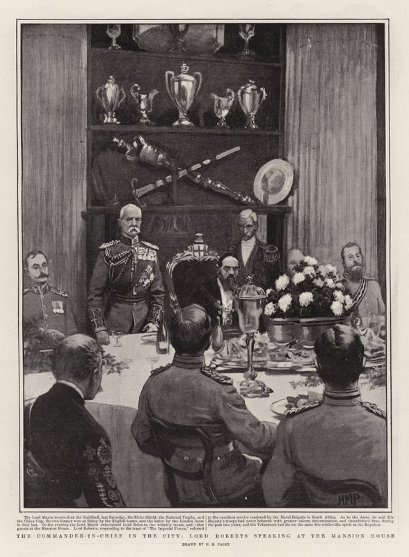 Den øverstkommanderende i byen, Lord Roberts taler i Mansion House av Henry Marriott Paget