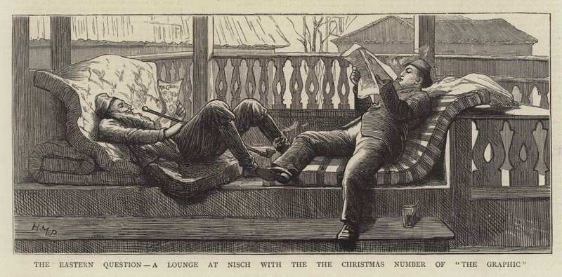 The Eastern Question, en salong på Nisch med julenummeret til The Graphic av Henry Marriott Paget
