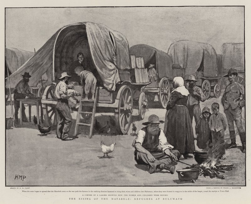 The Rising of the Matabele, Refugees at Bulawayo av Henry Marriott Paget