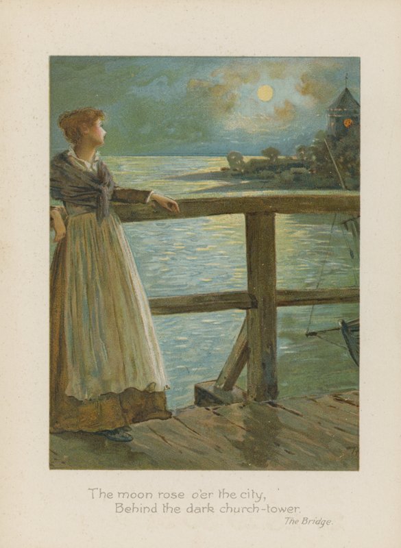 Månen steg over byen, bak det mørke kirketårnet (chromolitho) av Henry Marriott Paget