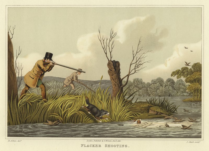 Flacker-skyting (chromolitho) av Henry Thomas Alken