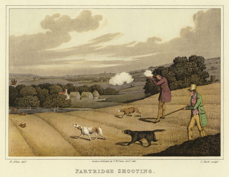 Rapphøneskyting (chromolitho) av Henry Thomas Alken
