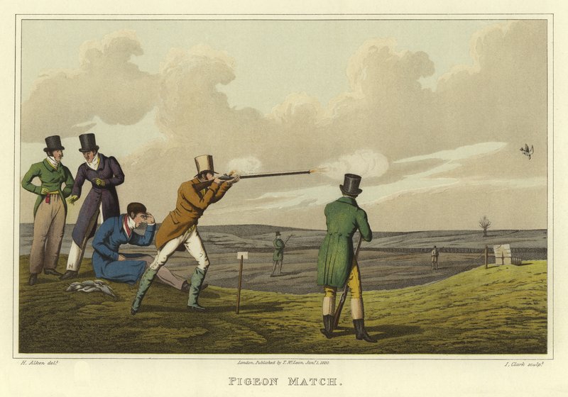 Pigeon Match (chromolitho) av Henry Thomas Alken