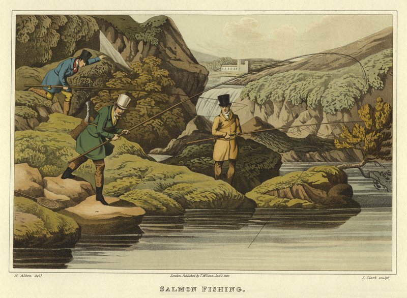Laksefiske (chromolitho) av Henry Thomas Alken