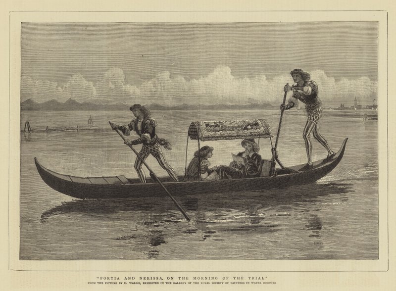 Portia og Nerissa på rettssakens morgen av Henry Wallis