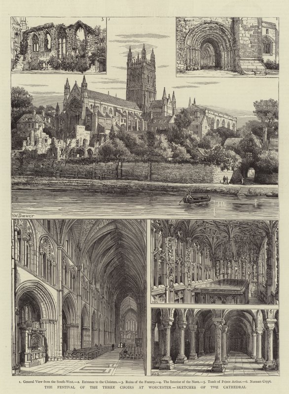 Festival of the Three Choirs at Worcester, Sketches of the Cathedral av Henry William Brewer