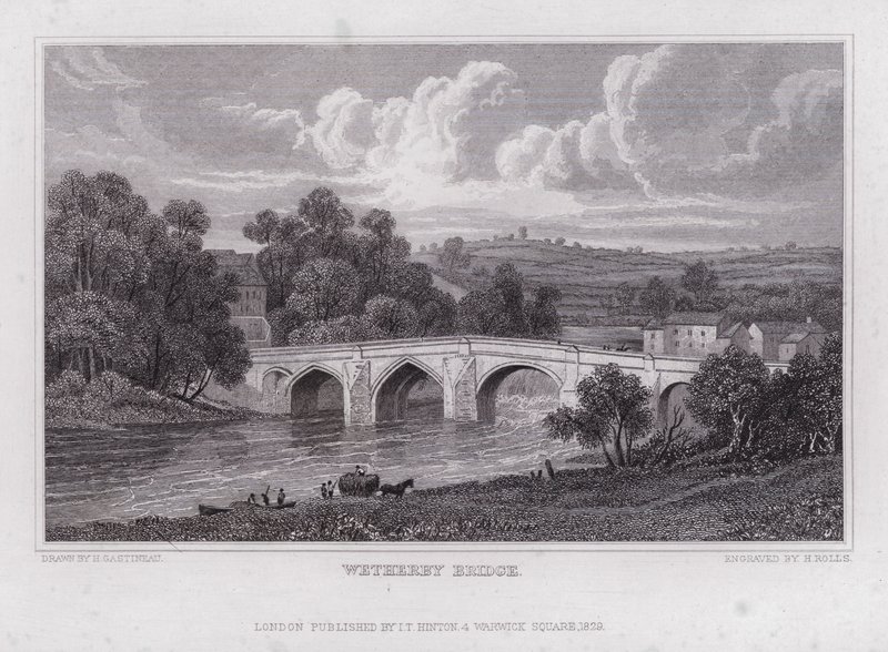 Wetherby Bridge (gravering) av Henry (after) Gastineau