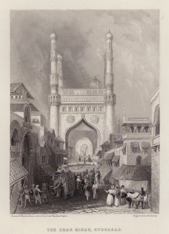 The Char Minar, Hydrabad (farge litho) av Henry (after) Warren