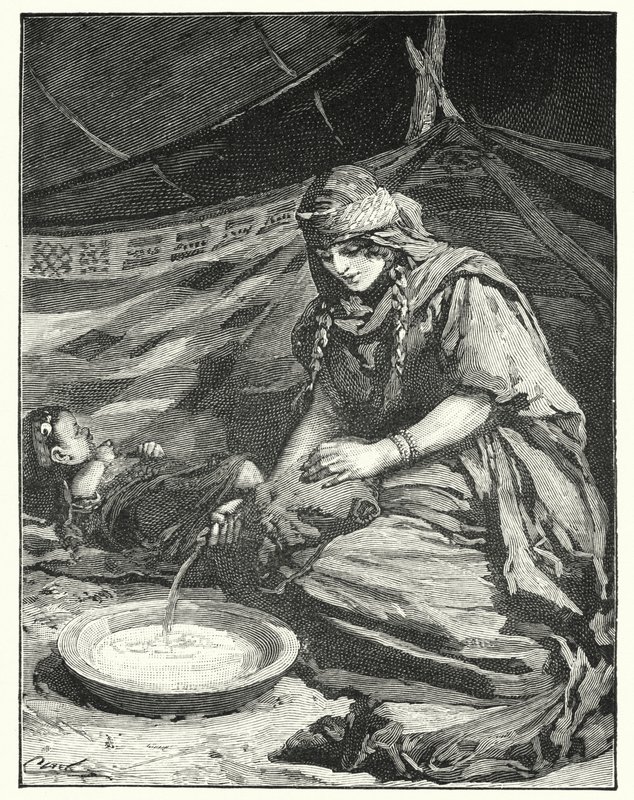 Interiør i beduintelt (litho) av Henry Andrew Harper