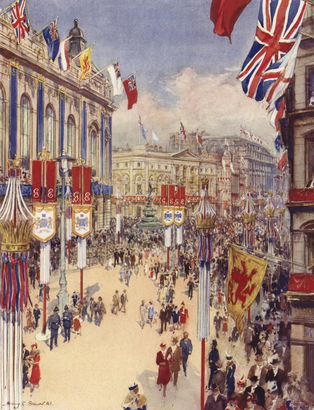 Piccadilly Circus, London (farge litho) av Henry Charles Brewer