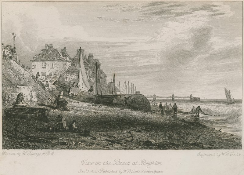 Utsikt over stranden ved Brighton av Henry Edridge