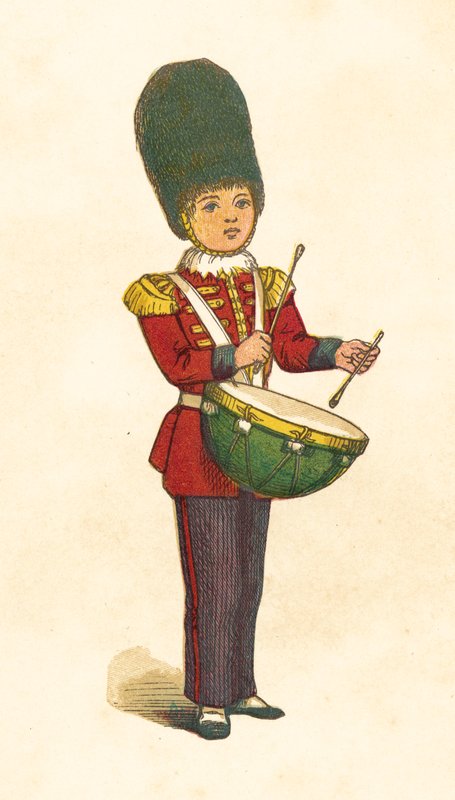 Liten trommeslager gutt (farge litho) av Henry Hetherington Emmerson