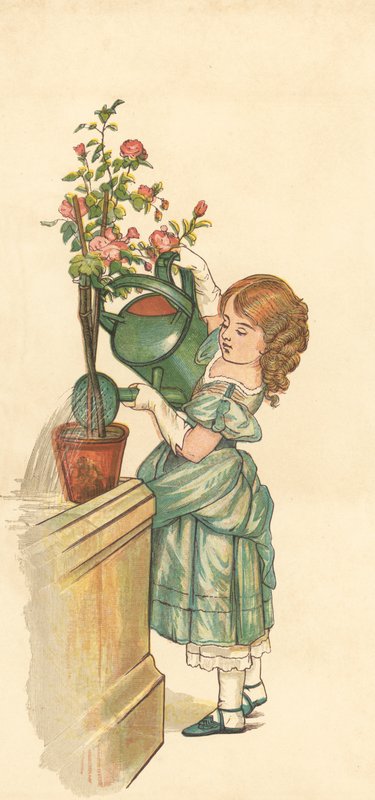 The Princess Gardening (farge litho) av Henry Hetherington Emmerson