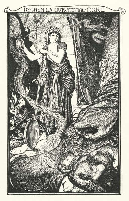 Dschemila outwits the Ogre (gravering) av Henry Justice Ford
