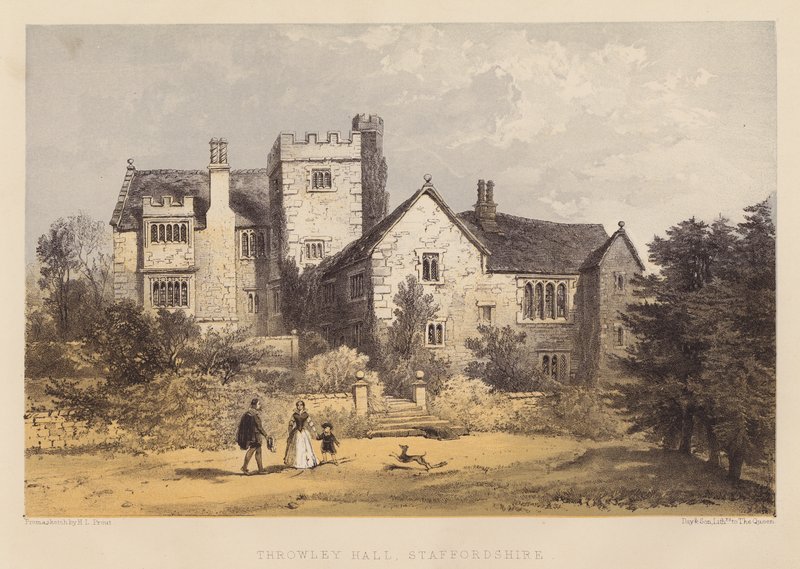 Throwley Hall, Staffordshire (akvatint) av Henry Lark Pratt