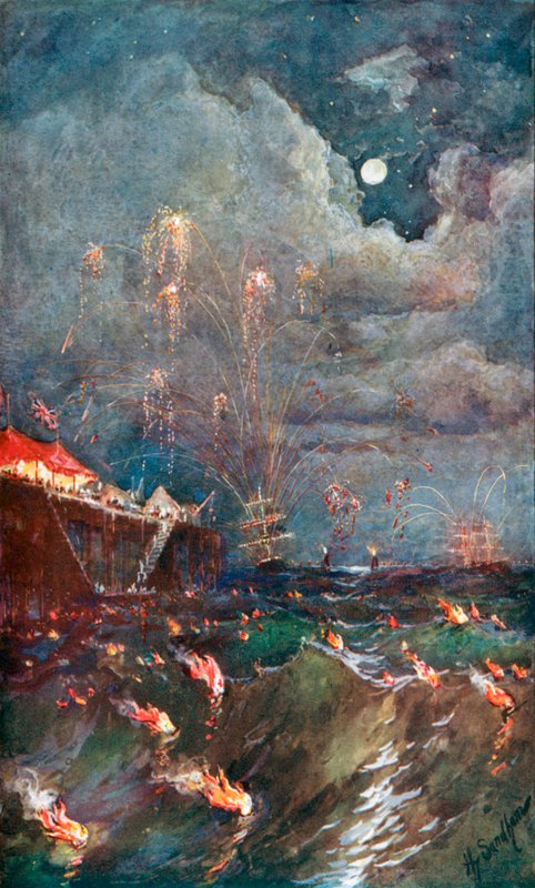 The Illumination of the Surf at Madras av Henry Sandham