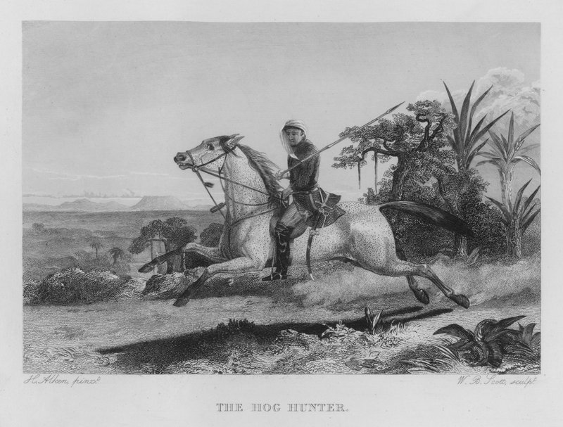 The Hog Hunter (gravering) av Henry Thomas (after) Alken