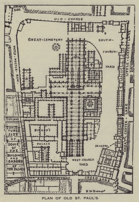 Plan over Old St Pauls av Henry William Brewer
