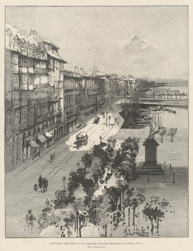 Santander, scenen for den fryktelige dynamitteksplosjonen fredag 3. november av Herbert Railton