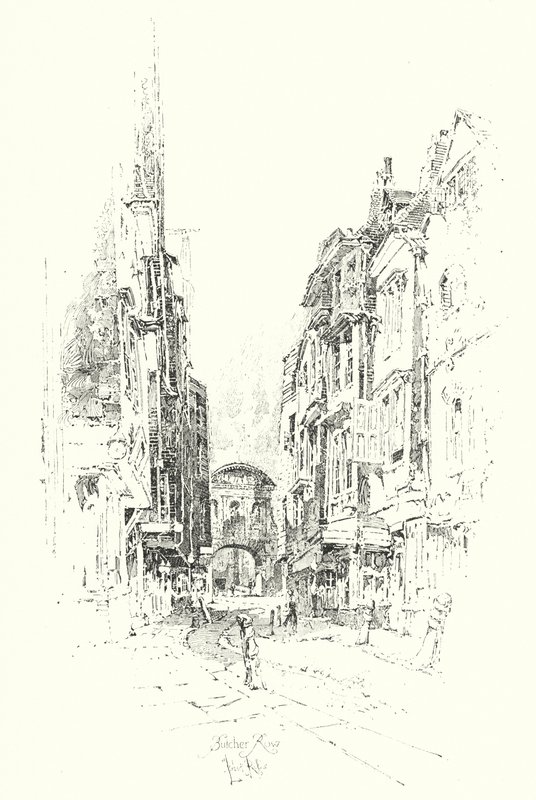 Butcher Row, London (litho) av Herbert (after) Railton