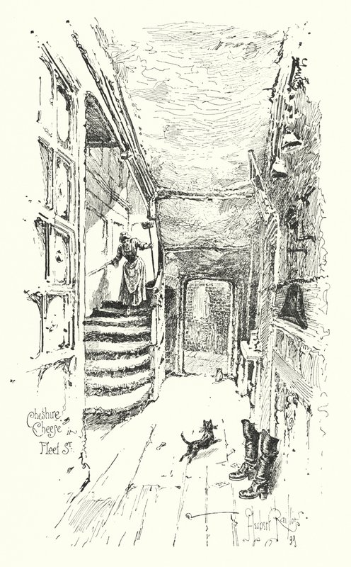 Cheshire Cheese, Fleet Street, London (litho) av Herbert (after) Railton
