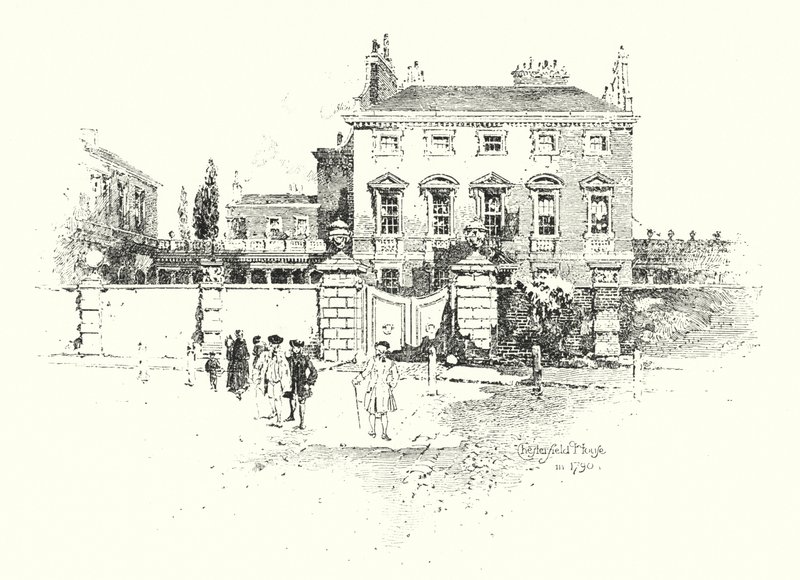 Chesterfield House, London, i 1790 (litho) av Herbert (after) Railton