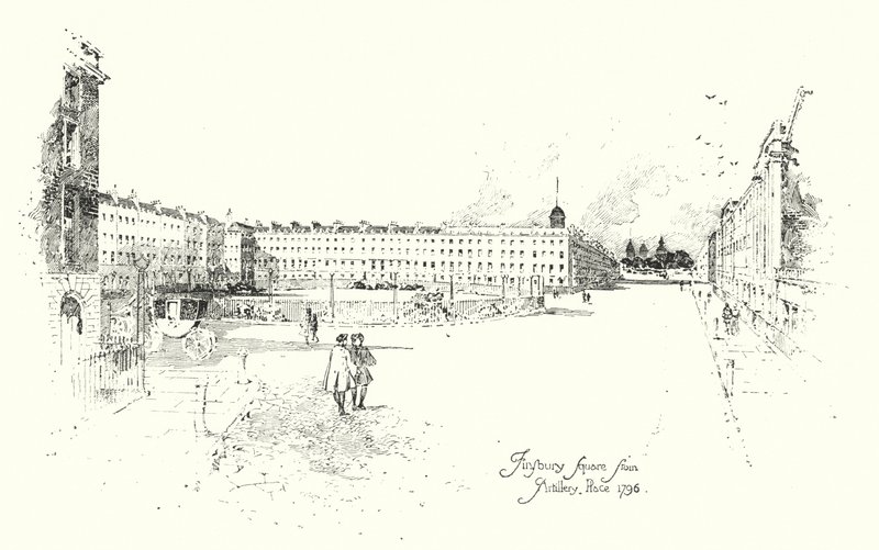 Finsbury Square, fra Artillery Place, London av Herbert (after) Railton