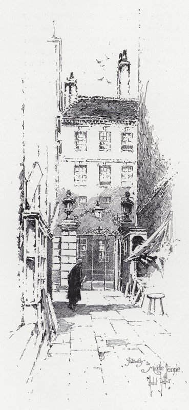 Inngang til Middle Temple (gravering) av Herbert (after) Railton