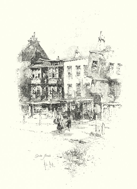 Grub Street, London (litho) av Herbert (after) Railton
