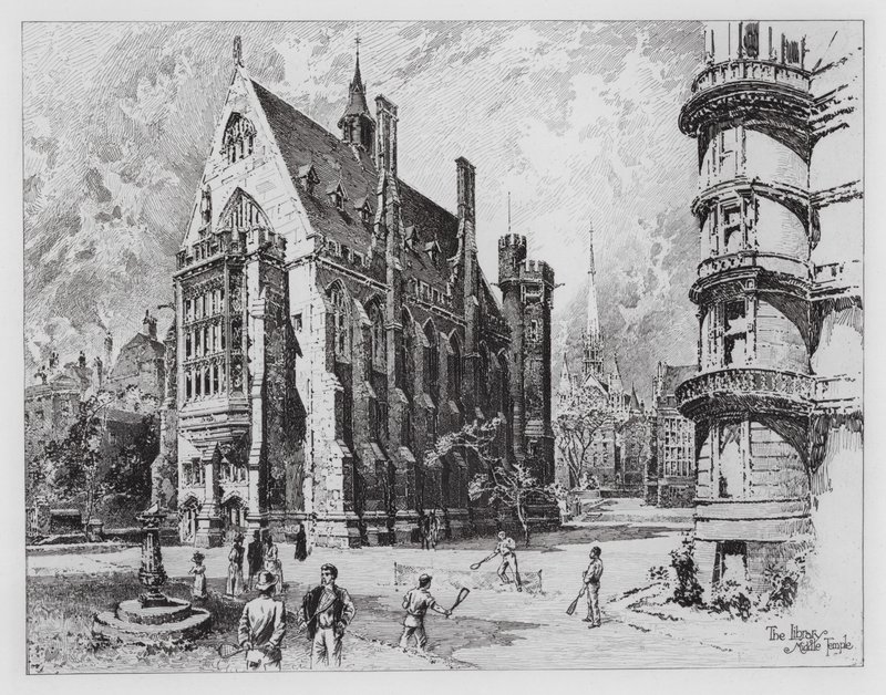 Biblioteket, Middle Temple (gravering) av Herbert (after) Railton