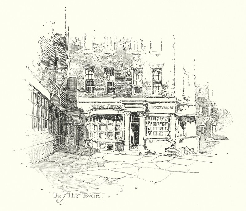 The Mitre Tavern, London (litho) av Herbert (after) Railton